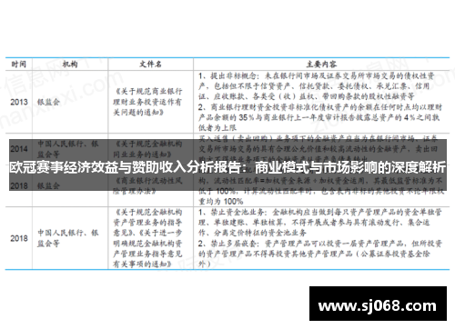 欧冠赛事经济效益与赞助收入分析报告：商业模式与市场影响的深度解析